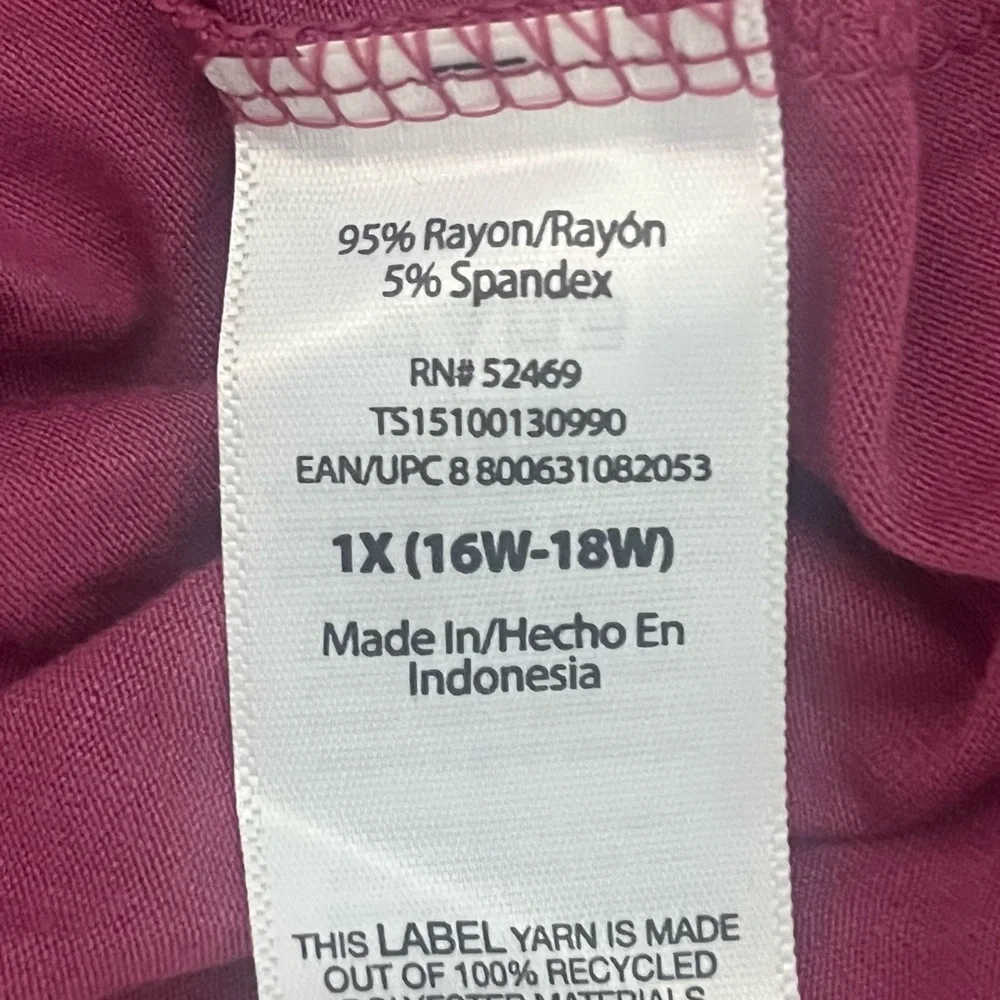 Terra & Sky Dress T-Shirt Knit Rose Casual with Pockets NWT Size 1X
